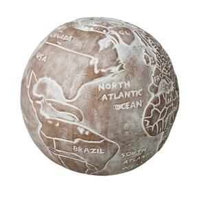 Pottery Terracotta World Globe Piggy Bank Coin Heavy Boho Natural